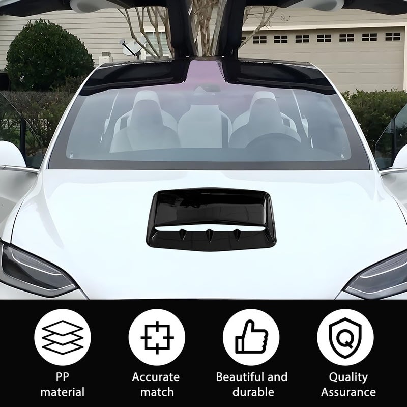 FALVFUN Car Hood Vents, Vehicle Scoop Turbo Bonnet Hood Air Flow Intake Cover, Automotive Exterior Decorative Engine Cooling Intake Vent Trim Accessories, Universal for SUV RV Truck (Black) - Image 3